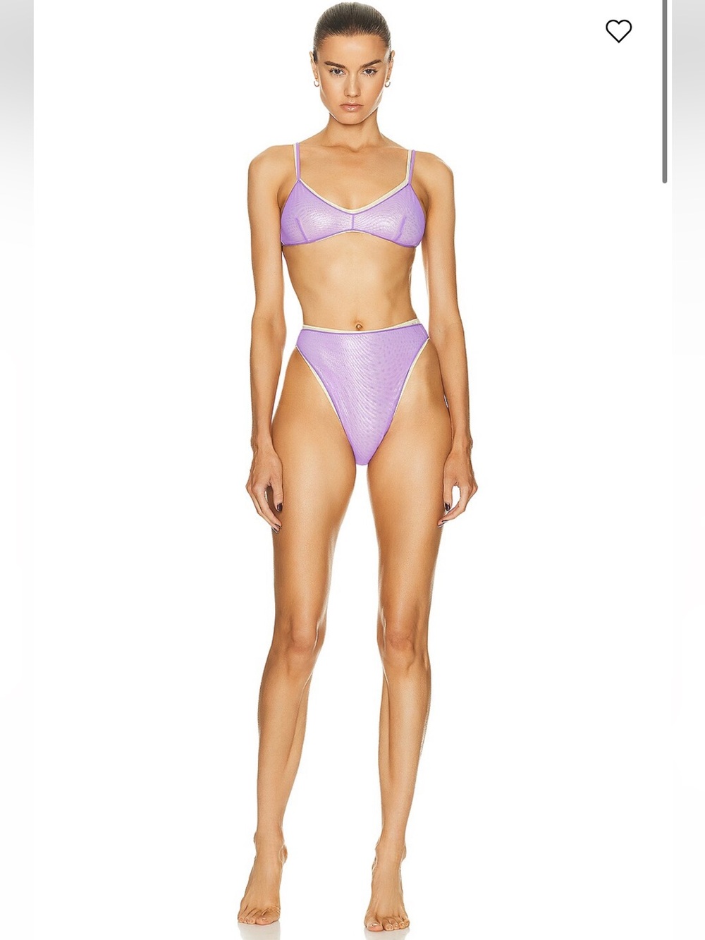 Oseree - Lame Double Bra High Waisted Bikini in Lilac & Lemon
